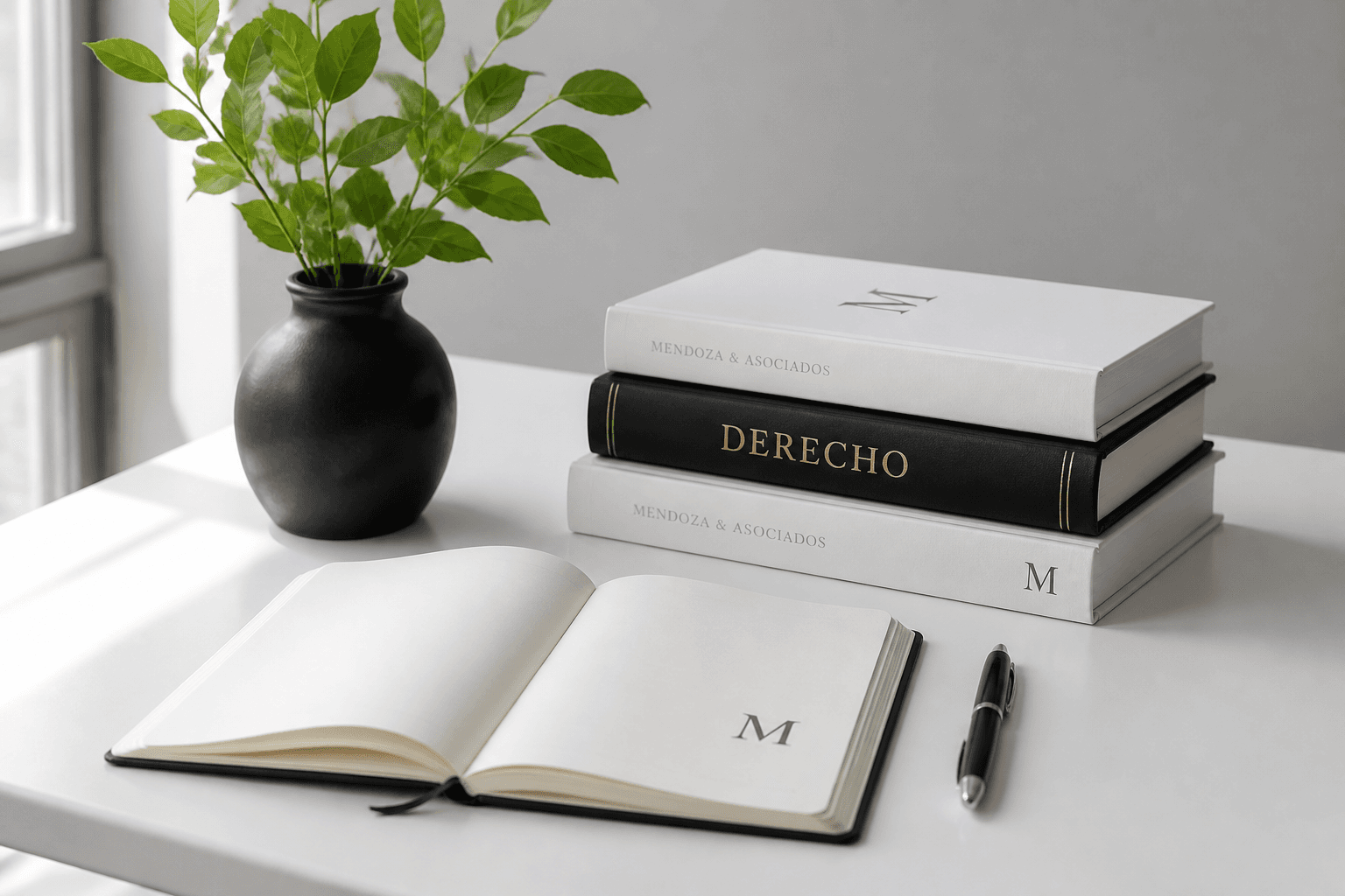 Escritorio ordenado con documentos y materiales de trabajo de MiAbogadoMX
